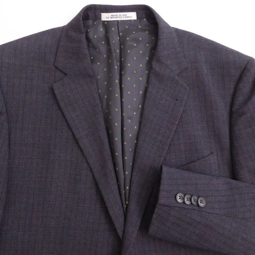 Joseph Abboud Mens Blazer Grey Plaid Woolly Botto Giuseppe Two Button Jacket 42R